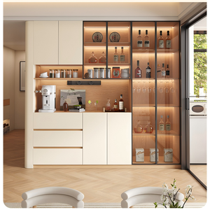 XHA Customizable Solid Oak Wood Dining Side Cabinet-Wall-Mounted Living Room Storage with Integrated Glass Bowl Organizer - Product Image 6