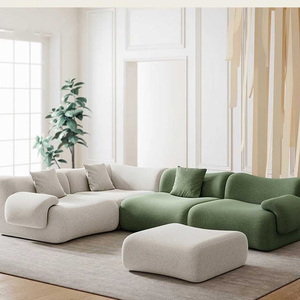Modern Modular Sectional <b>Sofa</b> <b>Fabric</b> S Shape Pillow Back Curved Arm Living Room Furniture Set - Product Image 5
