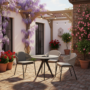 <span class=keywords><strong>Table</strong></span> à manger moderne en alliage d'aluminium et rotin pour <span class=keywords><strong>2</strong></span>/<span class=keywords><strong>4</strong></span>/6/8/10 <span class=keywords><strong>personnes</strong></span>, idéale pour les villas, les balcons, les loisirs en plein air, les hôtels et les maisons d'hôtes - Product Image 1