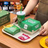 Boîte d'emballage en papier de qualité alimentaire, écologique, recyclable, avec logo personnalisé, pour emporter des hamburgers, des frites, des plats frits