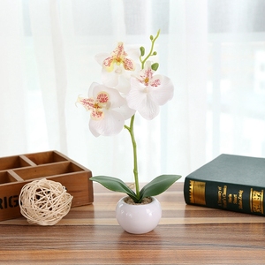 Fiori Artificiali di Orchidea all'Ingrosso, Pianta <span class=keywords><strong>in</strong></span> <span class=keywords><strong>Vaso</strong></span> con 3 Teste, Fiore di Phalaenopsis, Orchidea Farfalla Artificiale <span class=keywords><strong>in</strong></span> <span class=keywords><strong>Vaso</strong></span> - Product Image 5