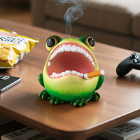 Cendrier en résine en forme de grenouille amusante, figurine animale, support à cendres, accessoire de fumage pour camping en extérieur, décoration de table, ornement de bar, cadeau