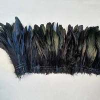 Rollos de Plumas de Gallo Negras de 20-25 cm para Atado de Moscas, Decoraciones de Disfraces para Carnaval y Festivales, Venta al Por Mayor