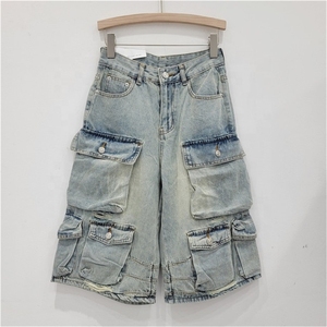 ZHEZHE 2024 Y2k Shorts in Denim da <span class=keywords><strong>donna</strong></span> Jeans Vintage lavati Denim Cargo <span class=keywords><strong>pantaloni</strong></span> a tre quarti - Product Image 4