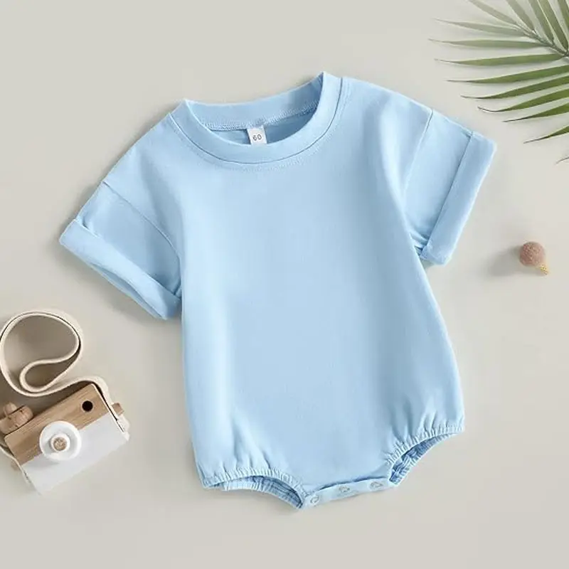 ओम नवजात शिशु शिशु लड़के लड़कियों के कपड़े खाली छोटी आस्तीन वाली ओवरसाइज़्ड टी-शर्ट बेबी ऑर्गेनिक कॉटन बबल रोम्पर