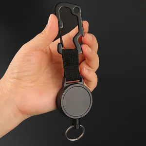 Bottle Opener Car Easy Pull Key ID Card Holder Retractable Keychain Plastic Badge Reel Holder With Automatic Telescopic Rope