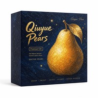 Op maat gemaakte bedrukte stevige geschenkverpakking voor Qiuyue peer premium fruitverpakking blauw gouden kunst deksel basisdoos groothandel