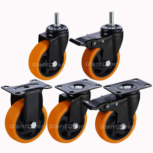Tùy chỉnh sắt mạ kẽm nhiệm vụ trung bình 4 inch màu đen cam PVC Caster bánh xe - Product Image 1