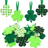 Guirlande de décoration transfrontalière en feutre polyester à motif à carreaux et trèfle, pour le Carnaval de la Saint-Patrick et les fêtes