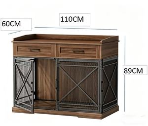 Meilleure Vente : Grand chenil en bois de 43,3 cm avec tiroirs, table d'appoint intérieure pour chiens de grande et moyenne taille, conception à triple porte - Product Image 2