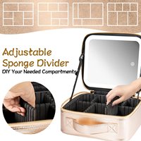 Trousse de Maquillage de Voyage en Cuir PU Imperméable Grande Taille avec Logo Personnalisé, Miroir LED Intégré pour Femmes