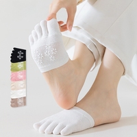 Chaussettes mi-hautes en maille fine respirante pour femmes, antidérapantes, lot de 5, chaussettes invisibles en coton pour femmes