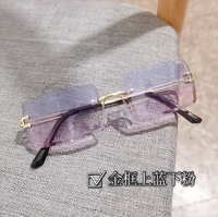 Lunettes de soleil rectangulaires en métal tendance avec verres dégradés, unisexes, décontractées, protection UV400, sans monture