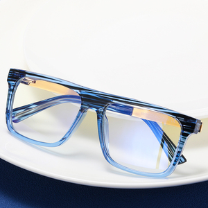 MS 93502 <span class=keywords><strong>2023</strong></span> Lunettes carrées pour hommes les plus vendues, monture en métal TR90+CP, verres optiques anti-lumière bleue, design rayé - Product Image 2