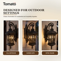 Applique murale extérieure vintage européenne en cuivre et verre dépoli Tomato Lighting, culot E14, 3000K, étanche IP65 pour entrée de villa