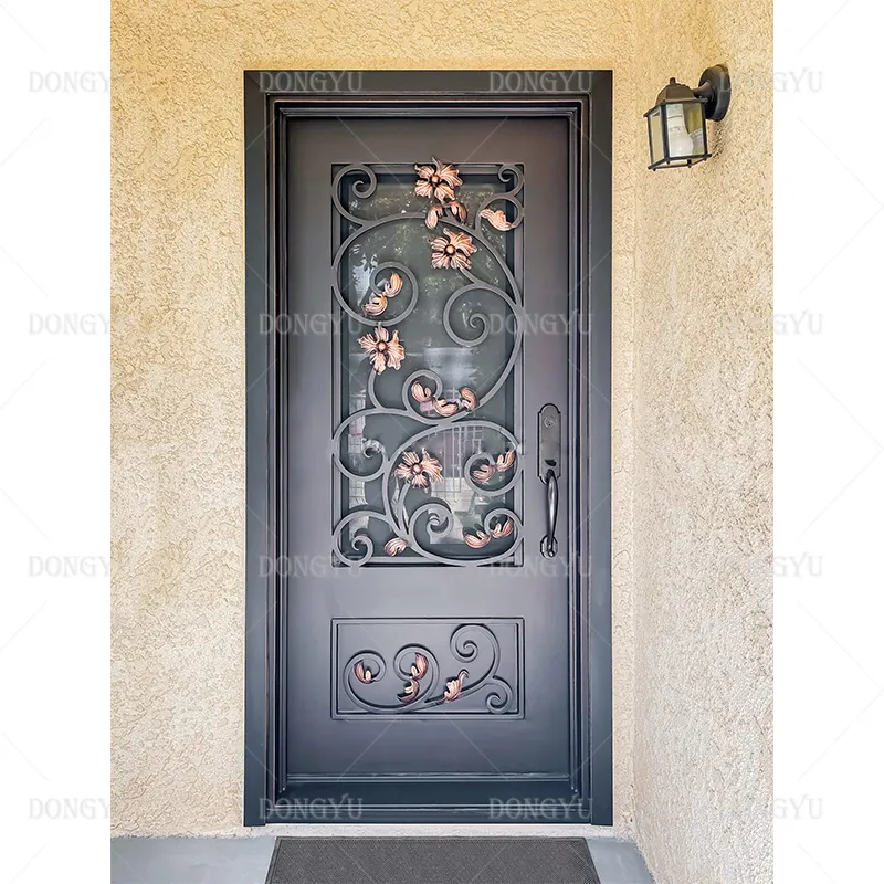 Precio barato, puertas de seguridad de metal de alta calidad, imagen moderna, seguridad exterior, entrada principal, puerta de hierro forjado