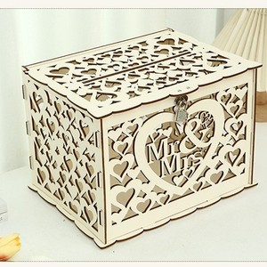 Wooden Laser Engraved Hollow <b>Wedding</b> <b>Card</b> <b>Box</b> Rectangle 22 In Standing Type Gift <b>Box</b> For <b>Wedding</b> - Product Image 2