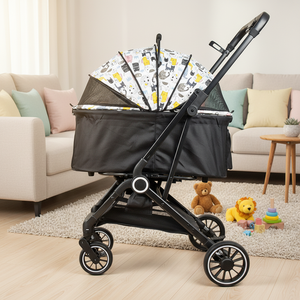 Fabricante al por mayor cochecito portátil <span class=keywords><strong>de</strong></span> viaje transpirable plegable <span class=keywords><strong>para</strong></span> <span class=keywords><strong>perros</strong></span> con 4 ruedas y gran espacio <span class=keywords><strong>de</strong></span> almacenamiento carrito plegable <span class=keywords><strong>para</strong></span> mascotas - Product Image 3