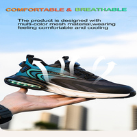 Sepatu Safety Pria Model Sport Ringan Anti Selip Bernapas dengan Lapisan Microfiber, Ujung Baja, dan Tanpa Tali