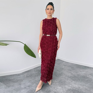 Abito Floreale da Donna 3D <span class=keywords><strong>Elegante</strong></span> Senza Maniche <span class=keywords><strong>con</strong></span> <span class=keywords><strong>Scollo</strong></span> a Barca, Maxi Abito <span class=keywords><strong>con</strong></span> Orlo Arricciato e Silhouette a Tubino - Product Image 4