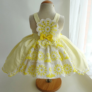 Robes d'été espagnoles jaunes pour petites filles, tenues pour enfants, mode vintage, vente en gros, boutiques de vêtements pour enfants - Product Image 3