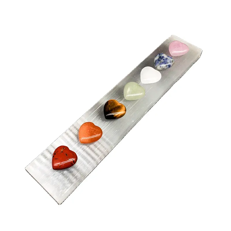 Groothandel Hot Sale Healing Crystal Reiki 7 Chakra Hart Seleniet Stick Voor Decoratie En Geschenken