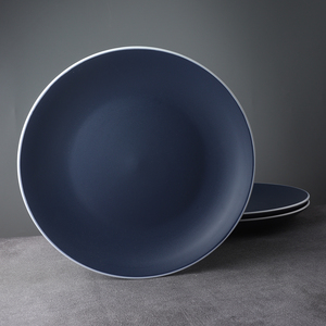 Piatto da portata in ceramica blu rotondo da 10,5 pollici in gres per pizza, stile chinaware, prezzo di fabbrica - Product Image 1