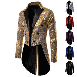Chaqueta de Traje con Lentejuelas Doradas Brillantes, Chaqueta de Esmoquin Cruzada para Hombre, Traje de Novio para Boda, Blazer para Fiesta, Disfraz de Gala - Product Image 1