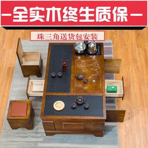 Solid Wood Multi Functional Tea <b>Table</b> With Tray Office Use Tree Finish - Product Image 3