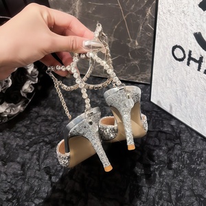 Sandalias de tacón fino de lujo para fiesta, con pedrería, correa al tobillo y punta fina, ideales para novias. - Product Image 6