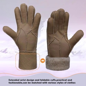 <span class=keywords><strong>Gants</strong></span> en peau de mouton véritable épais pour <span class=keywords><strong>homme</strong></span> et femme, chauds, coupe-vent, pour usage quotidien, compatibles écran tactile - Product Image 4
