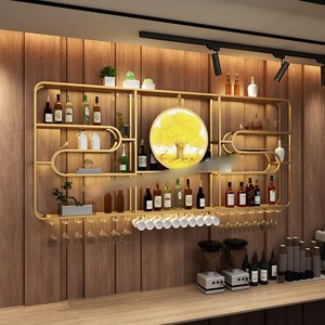 New Wall-mounted Wine Rack Bar Display Cabinet LED Lighted Wine Storage Shelf for Restaurant Billiard <strong>Hall</strong> - Product Image 1