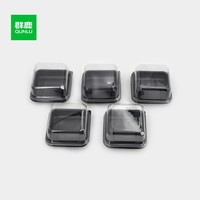 Petite boîte en plastique transparente noire à couvercle personnalisée, emballage recyclable de gâteau et de dessert de pâtisserie pour le pain de salade de nourriture de sushi