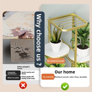 Portafiori Moderno Minimalista a Più Livelli <span class=keywords><strong>da</strong></span> Terra per Soggiorno, Uso Interno e <span class=keywords><strong>Balcone</strong></span>, con Vasi per Fiori e <span class=keywords><strong>Piante</strong></span> Verdi - Product Image 3