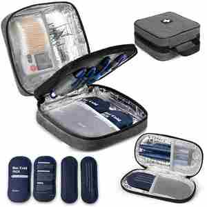 Large Insulin Cooler Travel Case Medication Cooler Bag with 4 Ice Packs Cooler Travel Case Diabetic Medication Organizer Bag - Product Image 1