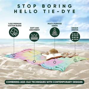 Tie Dye 100% algodón puro Toalla de playa turca <span class=keywords><strong>piscina</strong></span> Yoga Pilates Picnic manta <span class=keywords><strong>tapiz</strong></span> - Product Image 5
