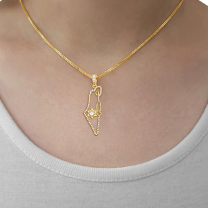 Venta al por mayor barata 18K oro diamantes Israel collar <span class=keywords><strong>mapa</strong></span> colgante con estrella de David hipoalergénico Acero inoxidable encanto collar - Product Image 4