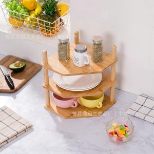 Étagère de rangement en bambou en forme d'éventail, 12,9 pouces, multifonctionnelle, pour étagère d'angle de cuisine, pour l'affichage des condiments, usage domestique - Product Image 4