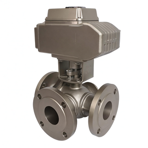 Covna DN80บอลวาล์วไฟฟ้ามอเตอร์สแตนเลสแบบ3นิ้วหน้าแปลนแบบ3ทาง L Port 24V DC แบบ CF8M - Product Image 4