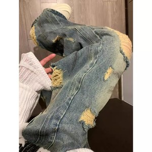 Jeans a Gamba Larga da Donna Stile Retrò Casual a Vita Bassa con Strappi Jeans Versatili Vendita all'Ingrosso - Product Image 3