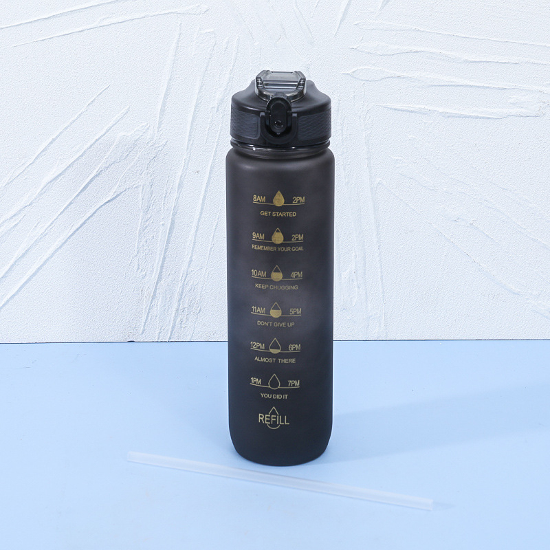Custom Logo 32oz Sports Water Bottle with Time Marker Gym Motivational ...