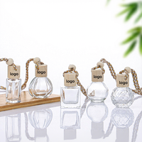 Diffuseurs d'arômes pour voiture en verre, pendentifs parfumés suspendus avec couvercle en bois, décorations de véhicule, contenants d'huile parfumée écologiques et réutilisables
