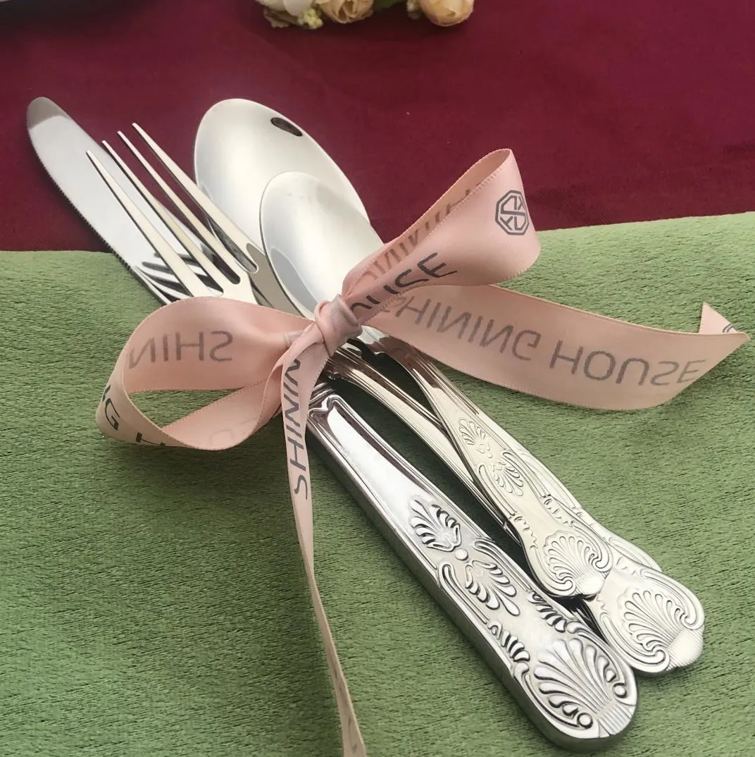 2024 mới hoàng gia sang trọng Bộ đồ ăn nặng khách sạn Flatware 18/10 18/8 vàng thép không gỉ cổ điển khách sạn dao kéo Bạc