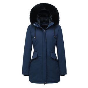 Nouvelle collection Hiver 2025 – Manteau long en coton simple pour <span class=keywords><strong>femme</strong></span> avec col en fourrure et revers, veste chaude en duvet de coton - Product Image 6