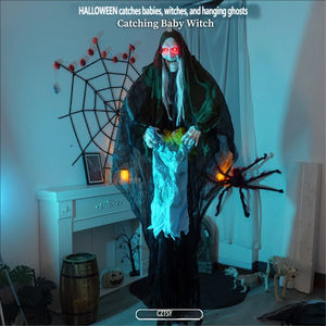 Decoración de Halloween: Bruja Anciana Colgante, Fantasma, Casa Embrujada, Tela Desgastada, Atmósfera de Terror, Accesorio - Product Image 4