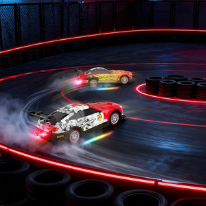 Auto <span class=keywords><strong>RC</strong></span> <span class=keywords><strong>Drift</strong></span> Dwi Dowellin Scala 1/16 - Telecomando a 4 Canali, Doppie Gomme, Luci LED, 50 Minuti di Autonomia, 25+ KM/H, Pronta all'Uso per Drifting - Product Image 1