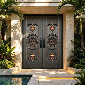 Porte d'entrée de villa moderne en acier estampé et gaufré, insonorisée et sécurisée, pour villa résidentielle - Offre Spéciale - Product Image 3
