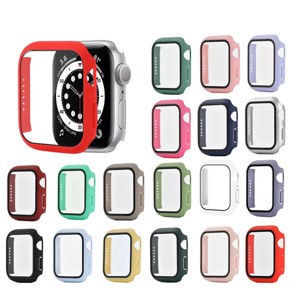 Watch Accessories Tempered Film Hard Case for Apple Watch Series 8 7 6 5 3 41mm 45mm 40mm 44mm Bumper Protective Case 49mm ultra