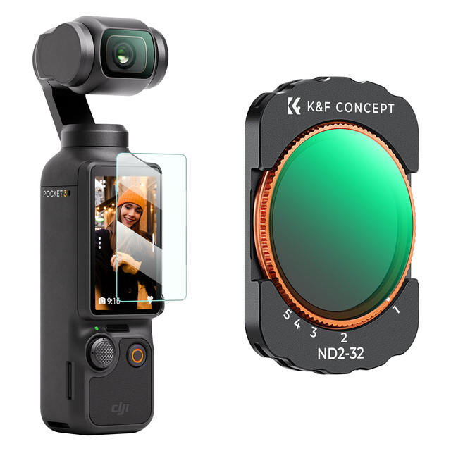 K&F Concept Gimbal Camera Lens Filter Adjustable ND2-32 Filter for DJI Osmo Pocket 3/4 Magnetic Attachment