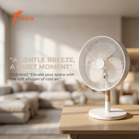Ventilateur de table silencieux de 12 pouces, design moderne et minimaliste, ventilateur de bureau blanc avec support en bois naturel pour la chambre à coucher, le bureau, la décoration de la maison